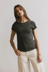 Opal Ribbed Tee in Charcoal - FINAL SALE