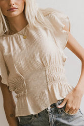 Whit Smocked Blouse in Cream - FINAL SALE