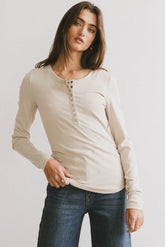 Ivanna Henley Top in Natural - FINAL SALE