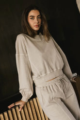 Sutton Exposed Seam Crewneck in Bone - FINAL SALE