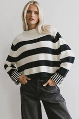 Helena Striped Sweater In Black - Final Sale
