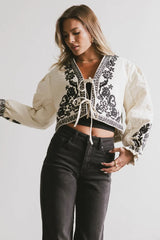 Benja Embroidered Jacket In Ivory - Final Sale
