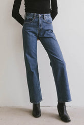 Olwen Retro Straight Leg Jeans in Dark Wash - FINAL SALE