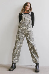Tansy Denim Overalls in Leopard - FINAL SALE