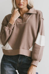 Harbor Knit Quarter Zip in Brown - FINAL SALE