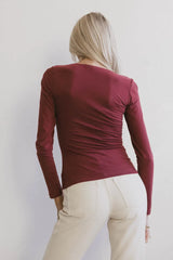 Tatiana Scoop Neck Top In Burgundy - Final Sale