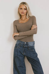 Audrey Ribbed Top in Taupe - FINAL SALE