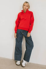 Krista Half Zip In Red - Final Sale