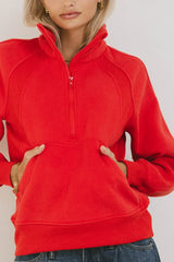 Krista Half Zip In Red - Final Sale