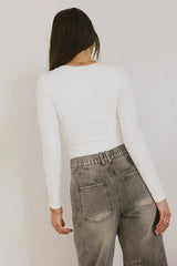 Demi Square Neck Bodysuit In White - Final Sale