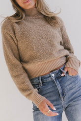 Eloise Mock Neck Sweater in Taupe - FINAL SALE
