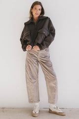 Mickey Half Zip Sweatshirt In Charcoal - Final Sale