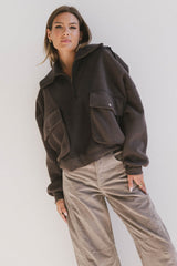 Mickey Half Zip Sweatshirt In Charcoal - Final Sale