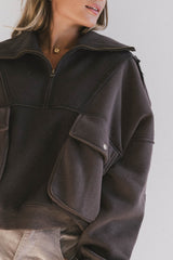 Mickey Half Zip Sweatshirt In Charcoal - Final Sale