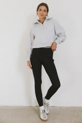 Alyssa Half Zip In Heather Grey - Final Sale