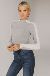 Cleo Ribbed Top in Grey - FINAL SALE