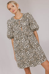 Tori Peplum Mini Dress in Leopard - FINAL SALE