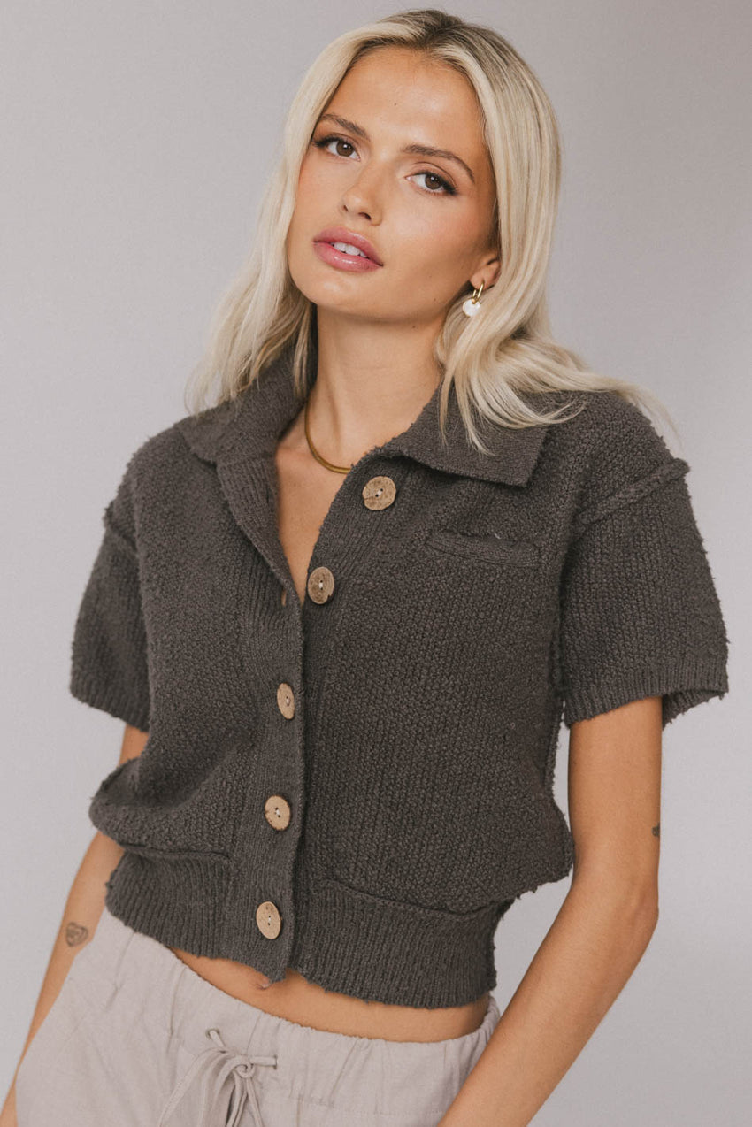 Hayes Knit Cardigan in Charcoal - FINAL SALE