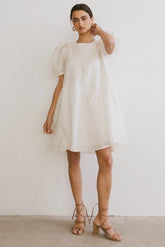 Maison Textured Mini Dress in White - FINAL SALE