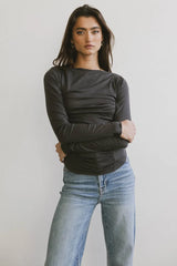 Bianca Ruched Top In Charcoal - Final Sale