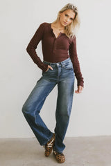 Naomi Cable Knit Sleeve Top In Red-Brown - Final Sale