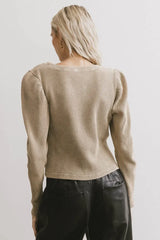 Kelcey Waffle Knit Top In Olive - Final Sale