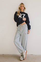 Robyn Striped Pants In Denim - Final Sale