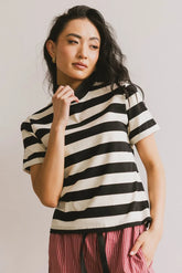 Grenna Striped Top in Black - FINAL SALE