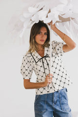 Maia Bow Collared Top - Final Sale