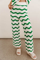Elenor Knit Bottoms In Green - Final Sale