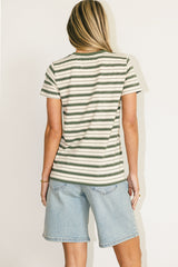 Kelly Striped Tee In Jade - Final Sale
