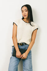Harmony Contrast Sweater In Cream - Final Sale