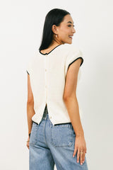 Harmony Contrast Sweater In Cream - Final Sale