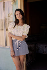 Sloane Striped Skort in Navy - FINAL SALE