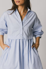 Oliver Collared Mini Dress In Blue - Final Sale
