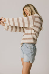 Kelsey Striped Sweater in Taupe - FINAL SALE
