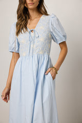 Jozette Floral Midi Dress In Blue - Final Sale