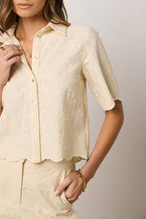Perrie Floral Button Up in Cream - FINAL SALE