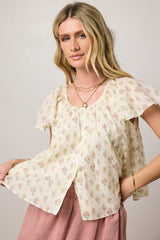 Terry Floral Blouse - Final Sale