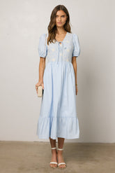 Jozette Floral Midi Dress in Blue - FINAL SALE