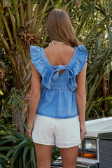 Poppy Ruffle Denim Top - Final Sale