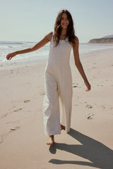 Tristan Knit Jumpsuit In Cream