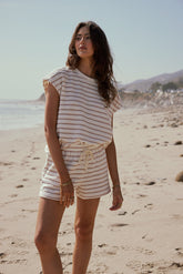 Jessie Striped Top in Taupe - FINAL SALE