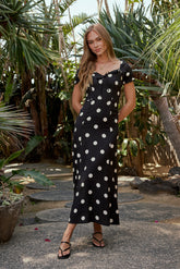 Marlow Polka Dot Maxi Dress In Black - FINAL SALE
