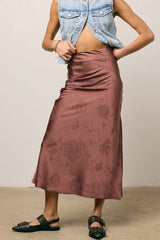 Ellie Floral Maxi Skirt In Brown - Final Sale