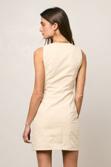 Jaclyn Fitted Mini Dress In Natural - Final Sale