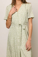 Kade Floral Midi Dress In Sage - Final Sale