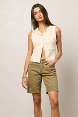 Layla Denim Shorts In Olive - Final Sale