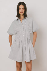 Erica Button Front Mini Dress in White - FINAL SALE
