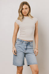 Noel Mock Neck Top in Fog - FINAL SALE